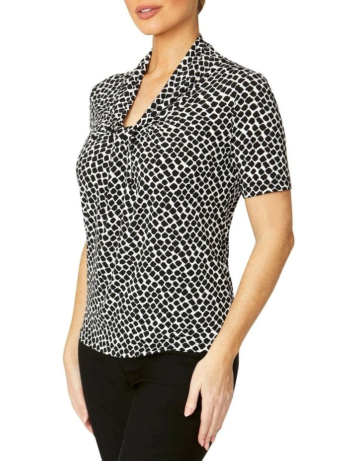 Roma Geo Jersey Top in Black