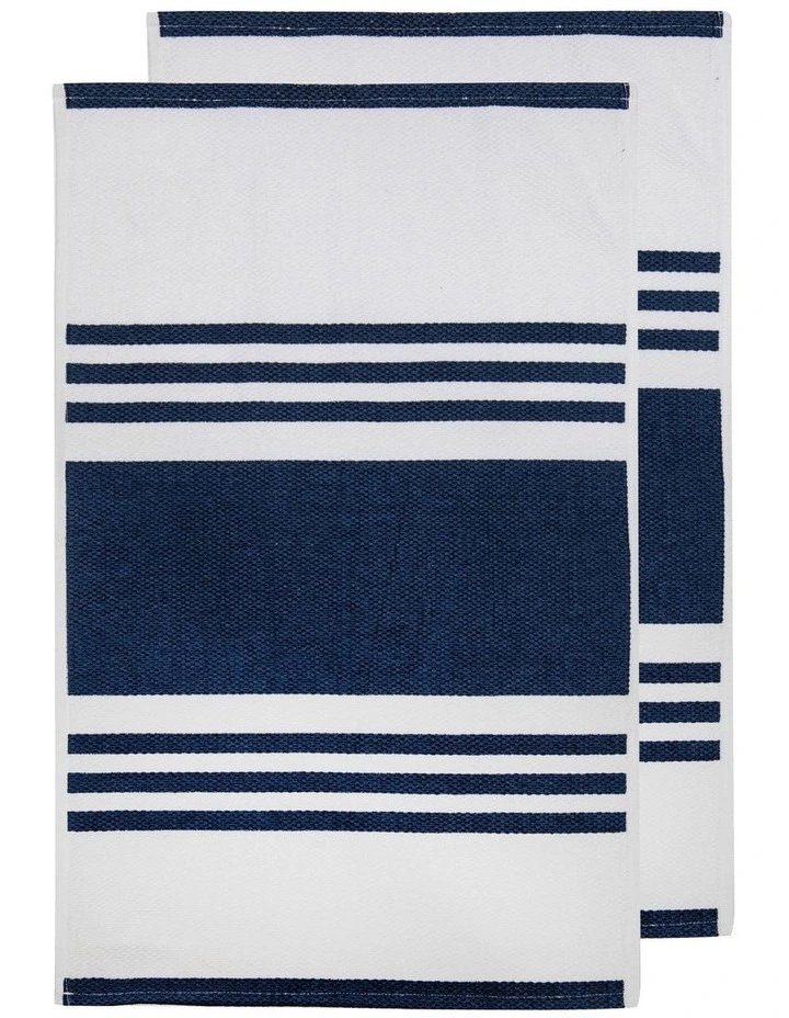 Lennox Terry Kitchen Towel 2 Pack in Marine