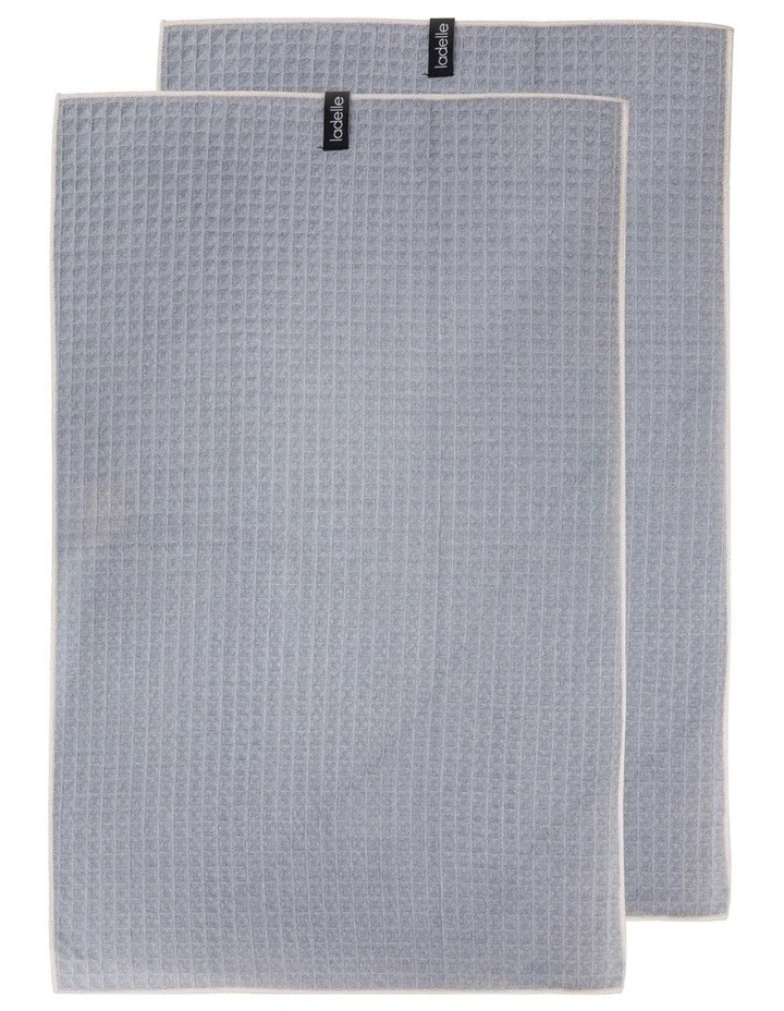 Mega Waffle Microfibre Kitchen Towel 2 Pack in Grey