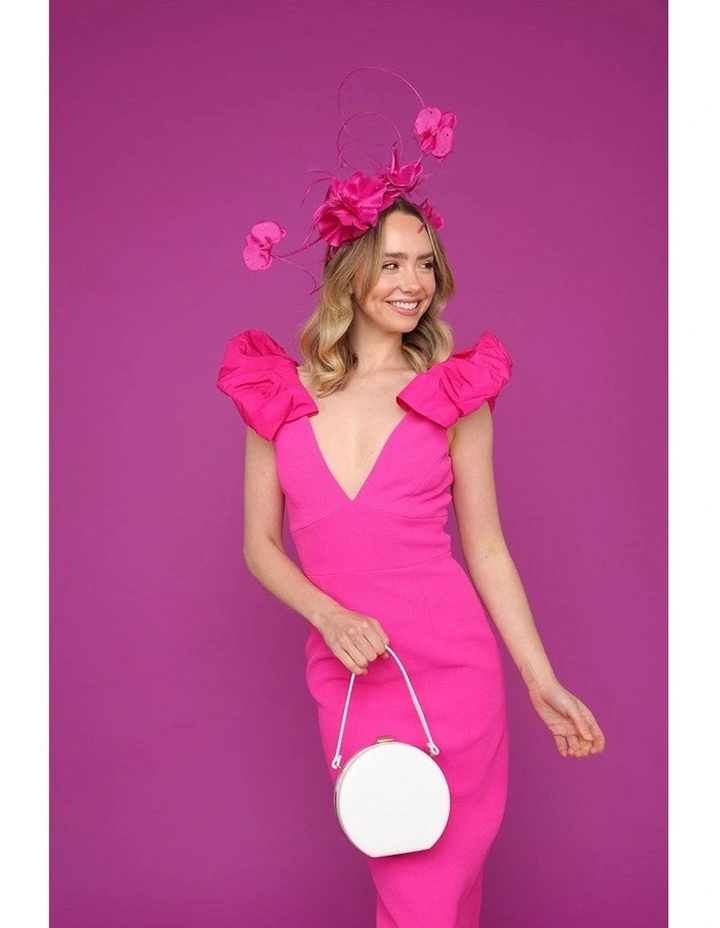 Jada Fascinator in Cerise