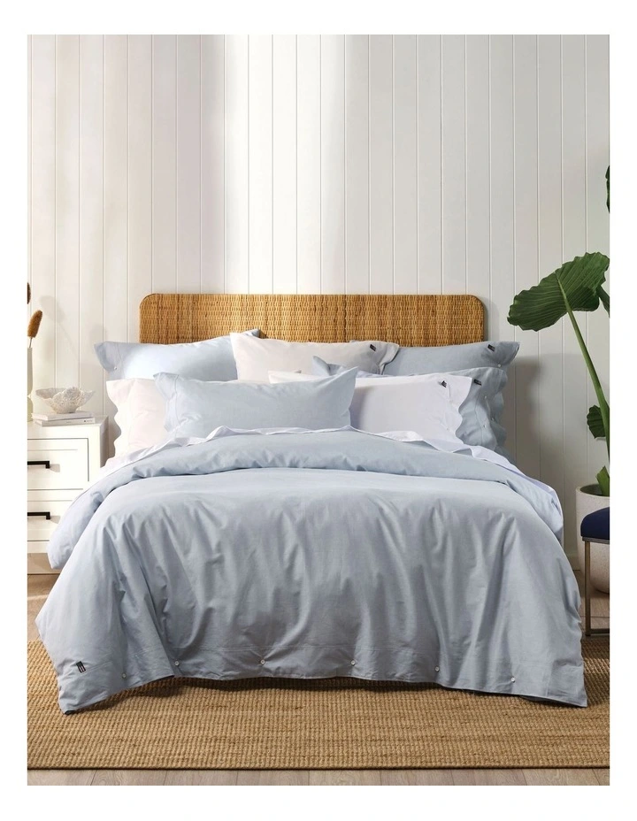 Icon American Pin Point Oxford Quilt Cover Set in Blue