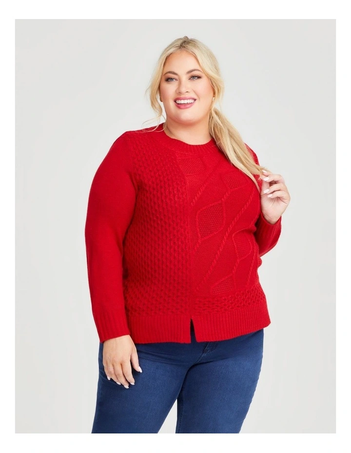 Cable Knit Jumper in Red