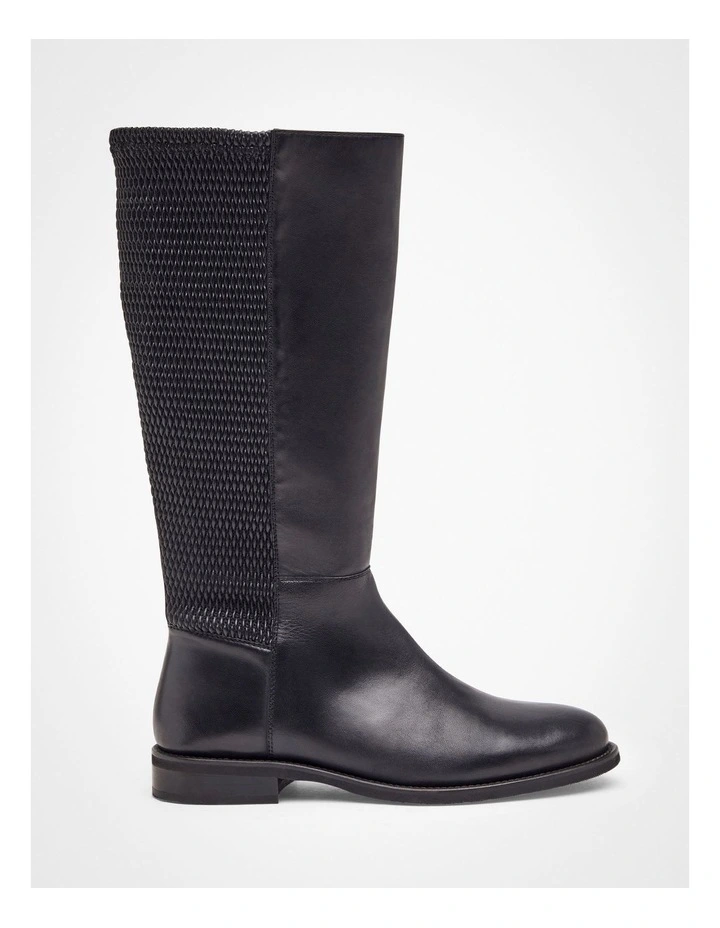 Leather Knee High Boot in Black