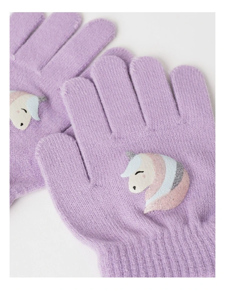 Unicorn Embelished Gloves in Purple