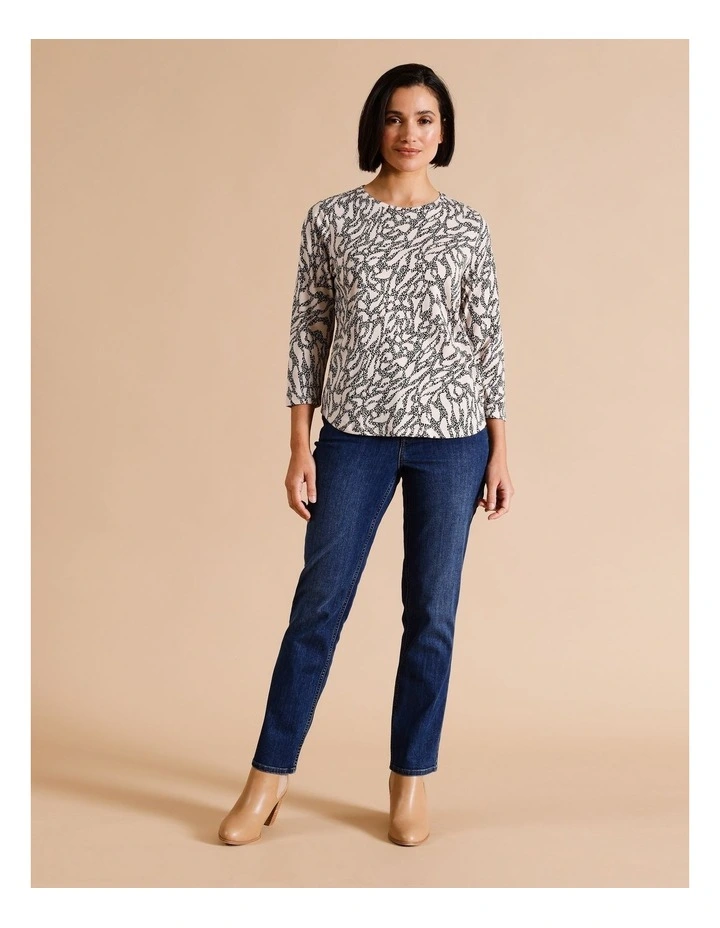 Organic Cotton Wardrobe Staple 3/4 Sleeve Tee in Leopard Print