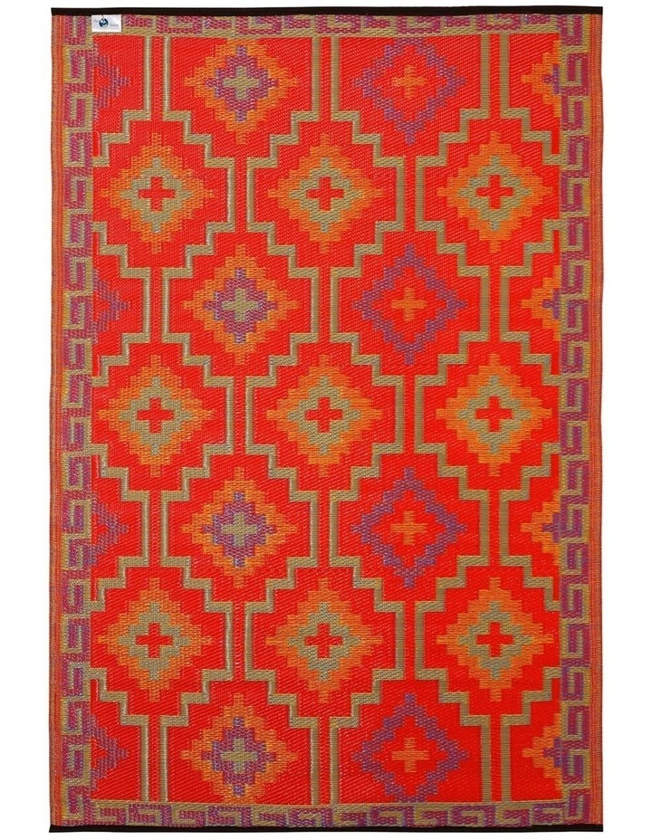 150x238cm Lhasa Orange & Violet Recycled Plastic Outdoor Rug and Mat