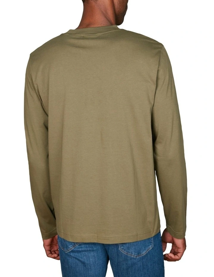 Tonal Shield Long Sleeve T-shirt in Juniper Green
