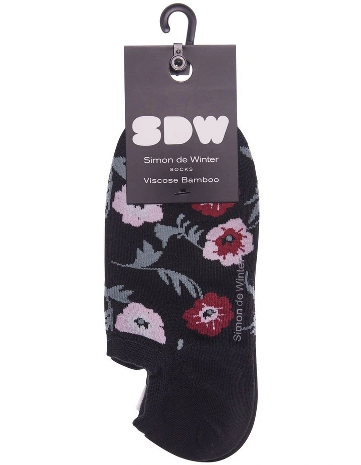 Patterned Low Cut Socks 2 Pack in Black Ivory