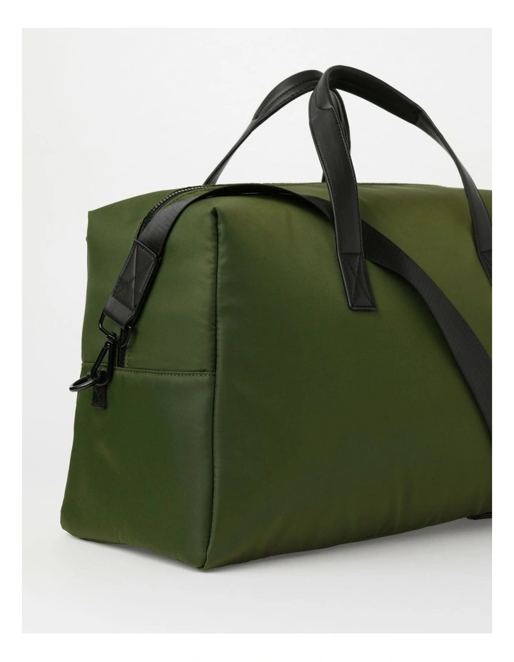 Lux Nylon/PU Weekender Bag in Olive
