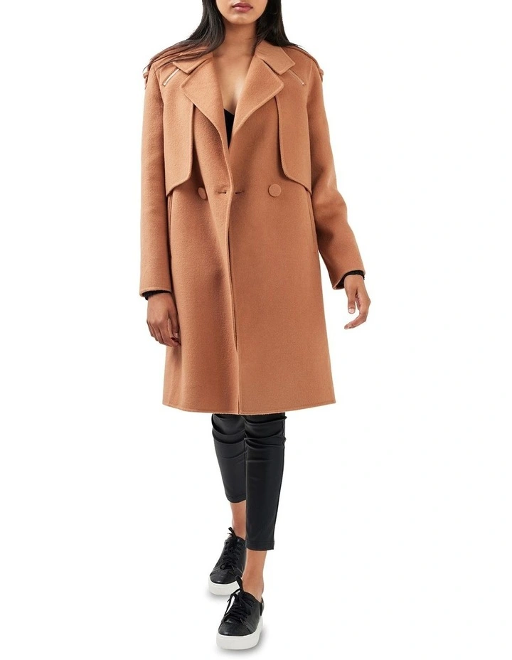 Palm City Wool Blend Coat in Camel