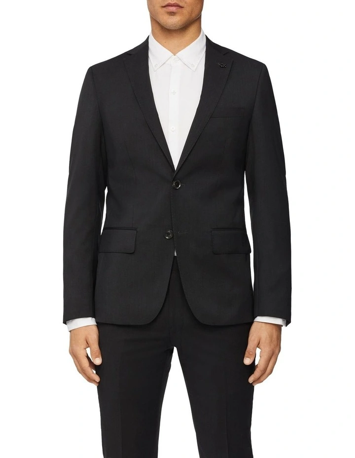 Super Slim Twill Suit Jacket in Charcoal