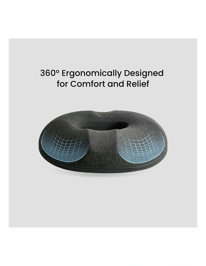 Premium Quality Memory Foam O Shape Cushion Seat in Dark Grey