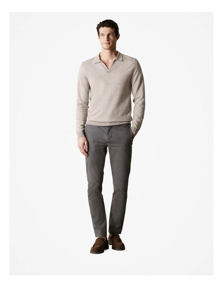 Merino Diagonal Stripe Polo Shirt in Nutshell