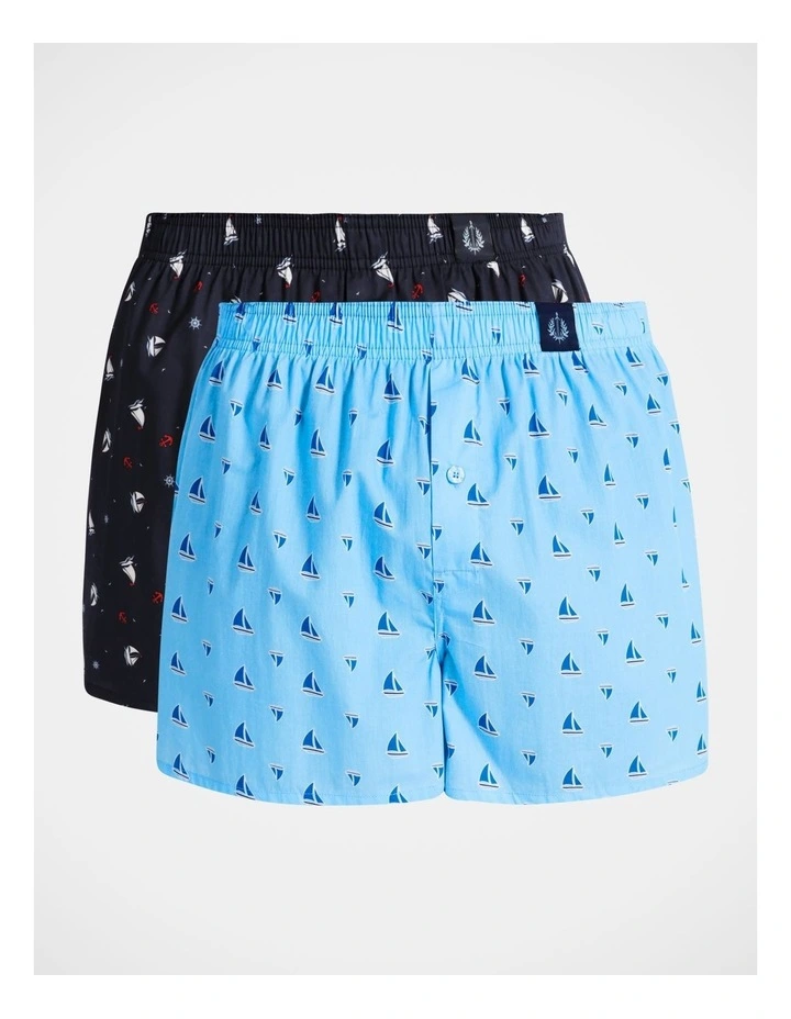 2 Pack Softwash Woven Boxers Sail Away In Light Blue