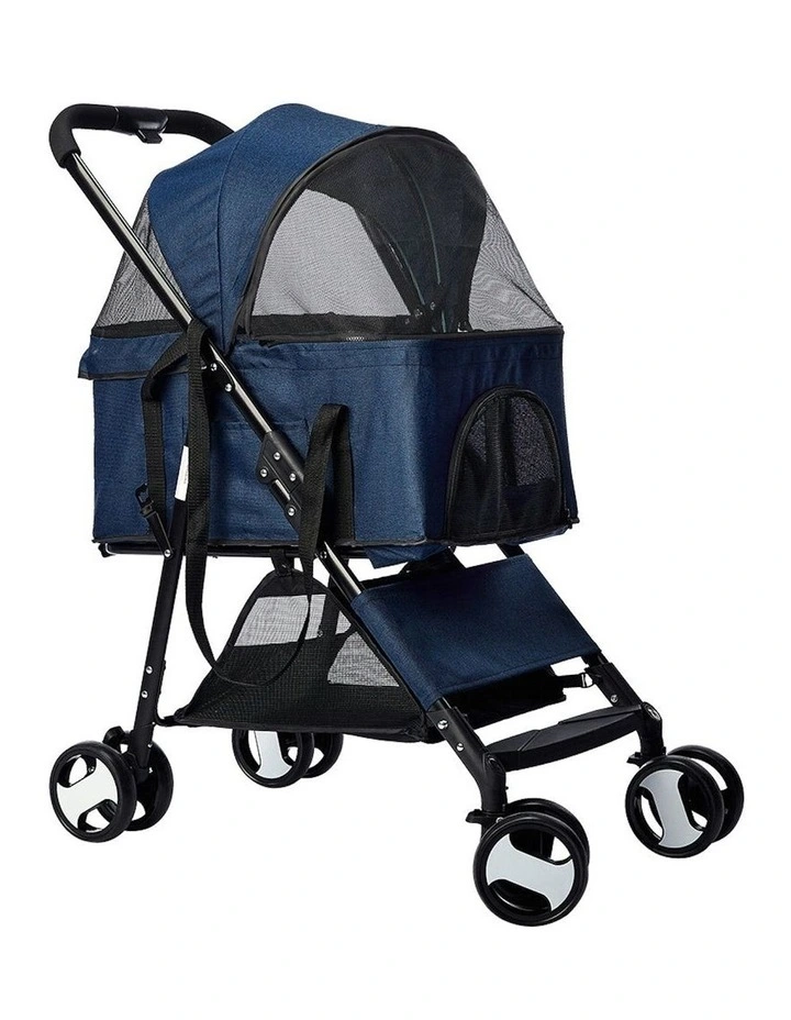 Large Pet Stroller 4 Wheels Pram in Blue