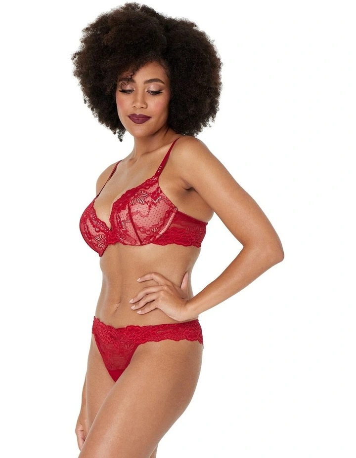 My Fit Lace Thong in Jester Red