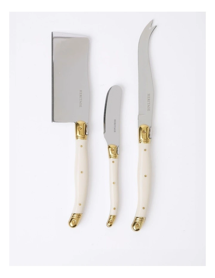 Laguiole Sophistique 3pc Cheese Knife Set in Ivory