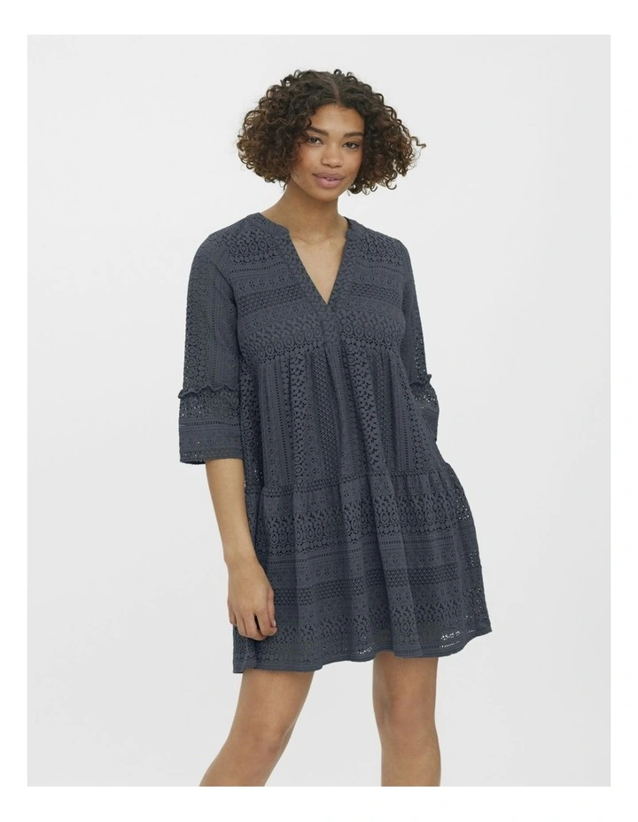 Honey Lace V-Neck Tunic in Blue