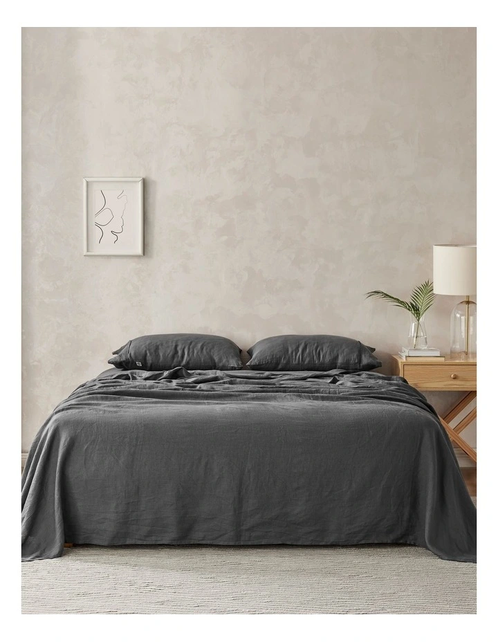 European Flax Linen Sheet Set in Charcoal