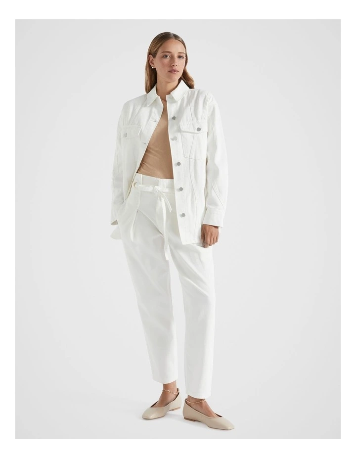 Denim Panelled Shacket in Cloud Cream