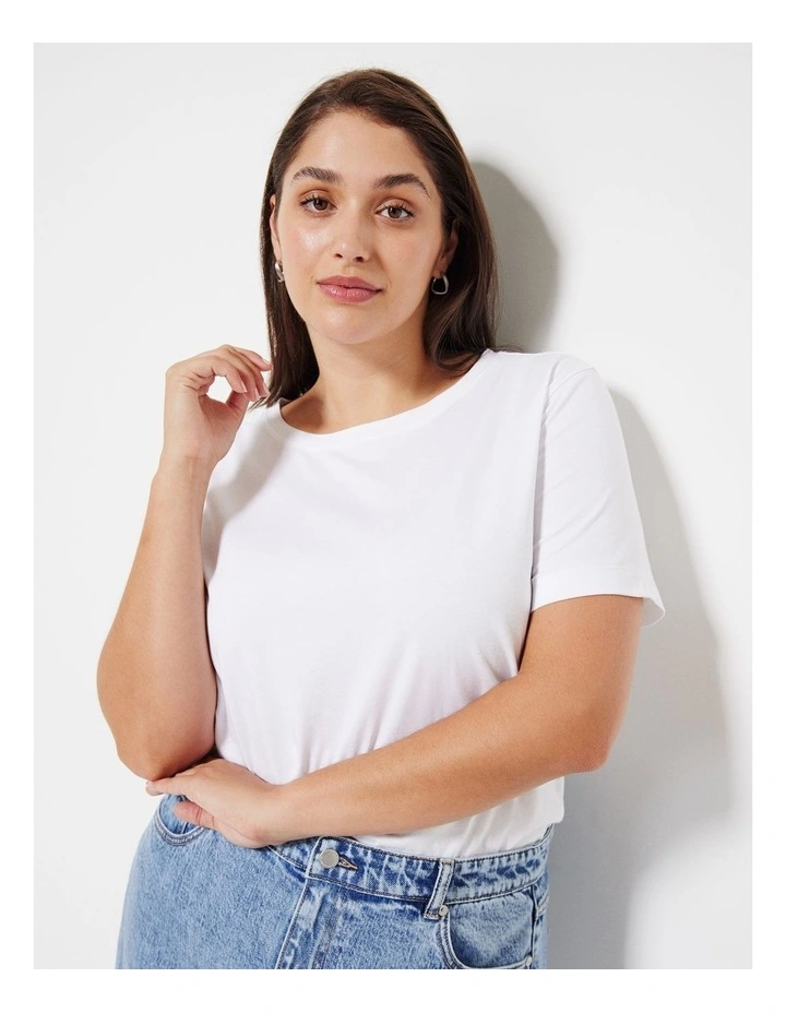 The Relaxed Side Split Tee in White