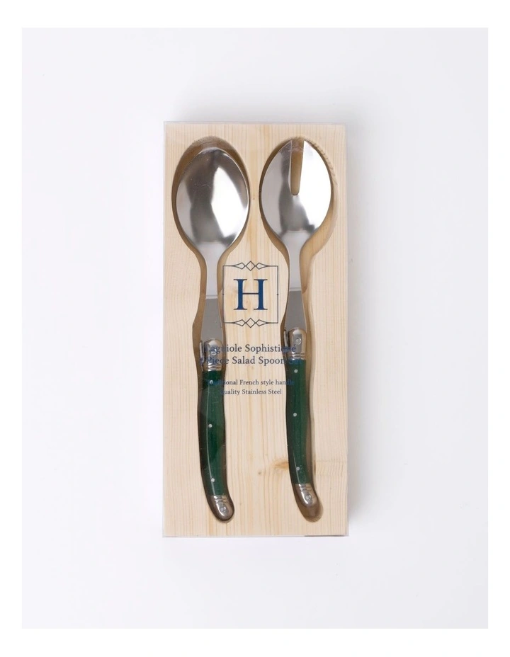Laguiole Sophistique 2pc Salad Spoon Set in Green