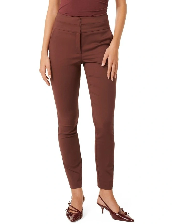 Georgia High Waist Full Length Pants in Brown