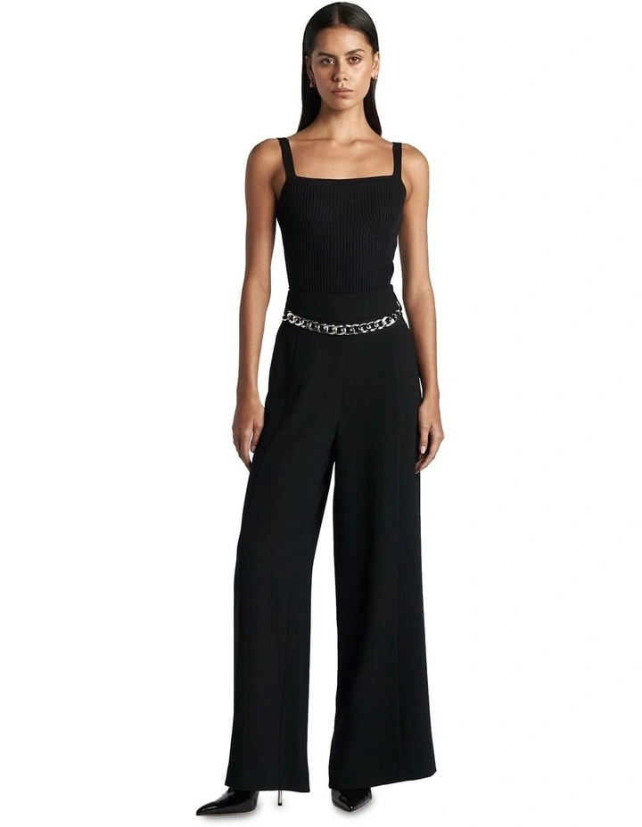 Ribbed Cropped Cami in Black