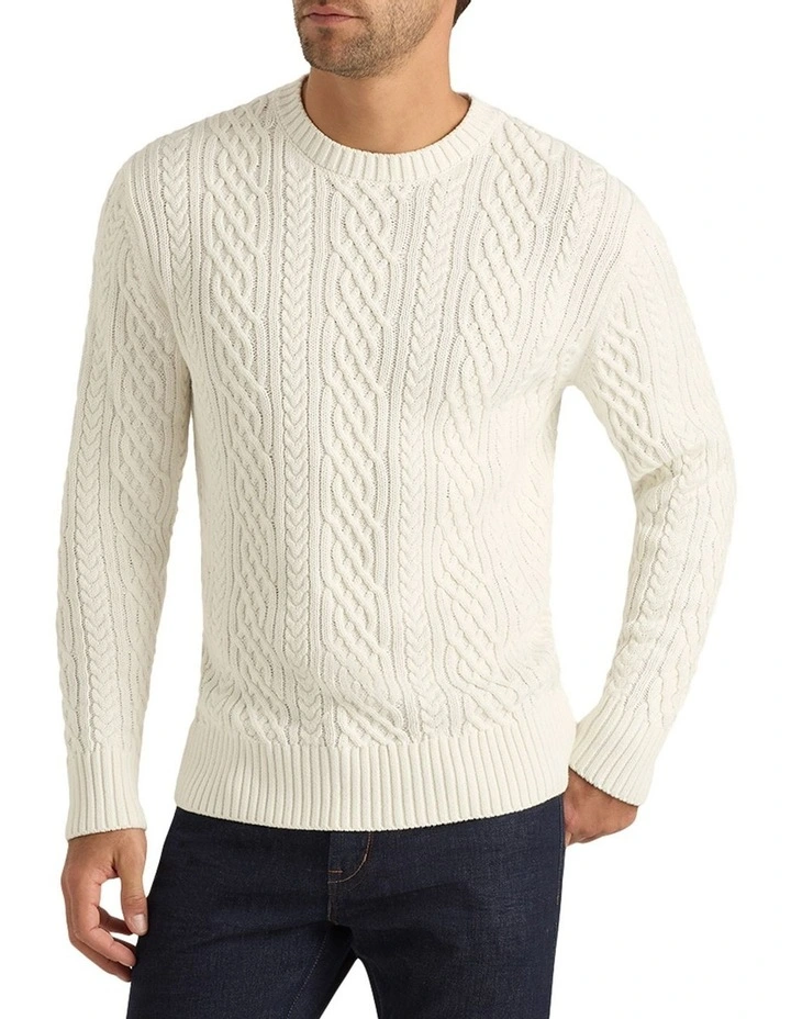 Begg Cotton Cable Polo in Ivory