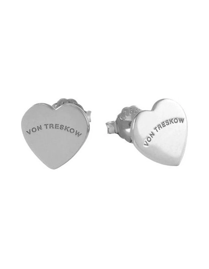 Mini Flat Heart Studs 8mm in Silver