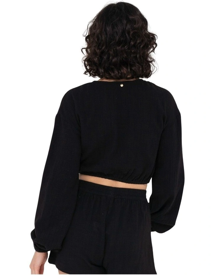 Somewhere Long Sleeve Top in Black