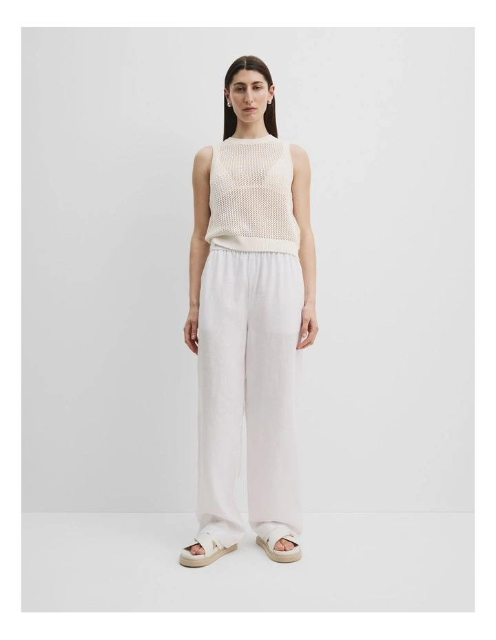 Organically Grown Cotton Crochet Knit Tank in Blanc