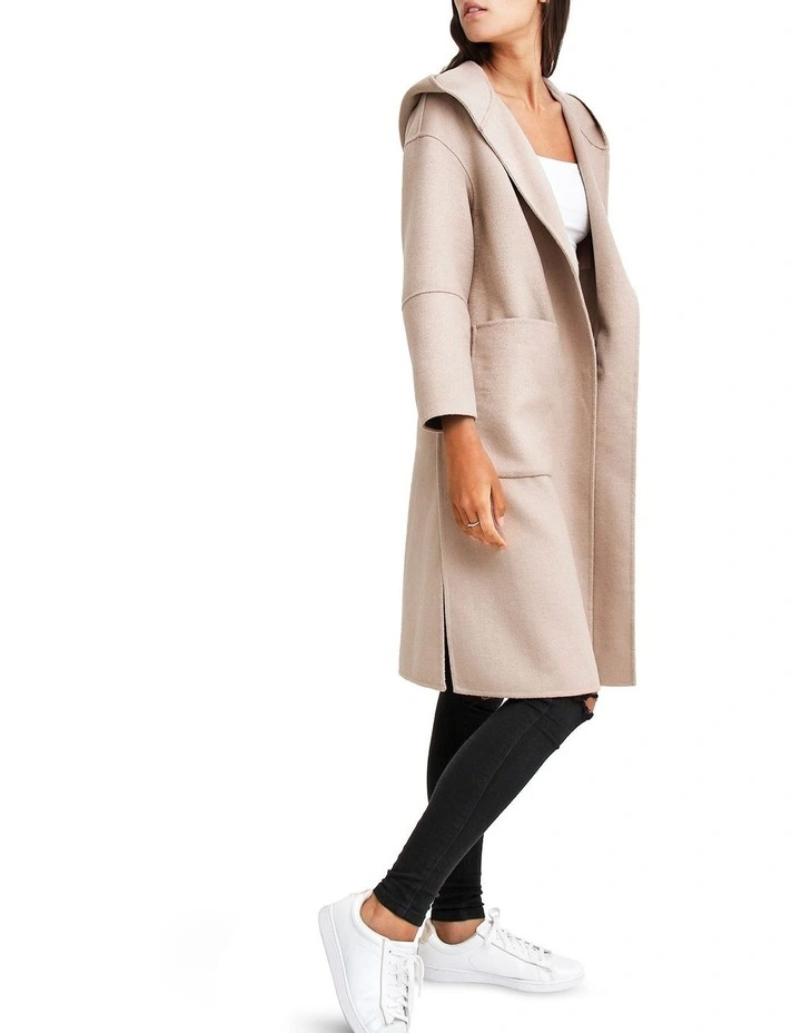 Walk This Way Sand Wool Blend Oversized Coat