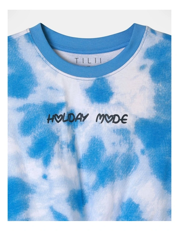 Essentials Tie Front Tee in Blue