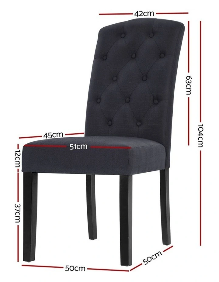 Dining Chairs Linen Parsons Chair Set of 2 in Dark Grey