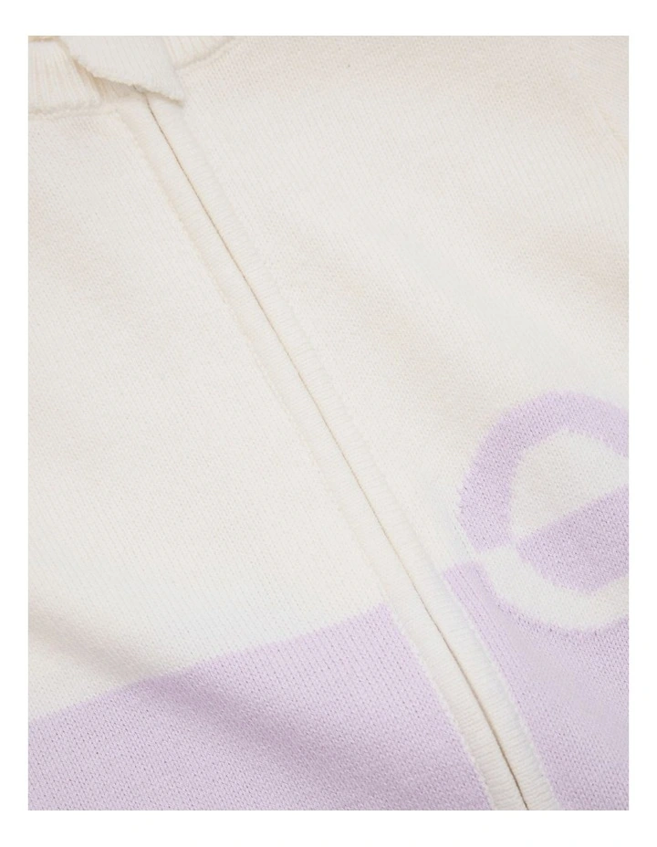 Organically Grown Cotton Logo Knit Jumpsuit in Lilac