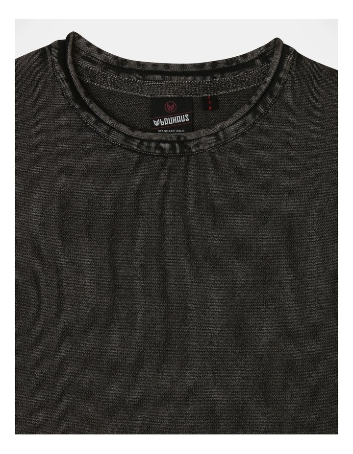 Knitted Crew Neck Jumper in Black