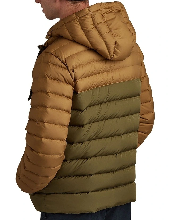 2 Tone Puffer Jacket in Dark Khaki