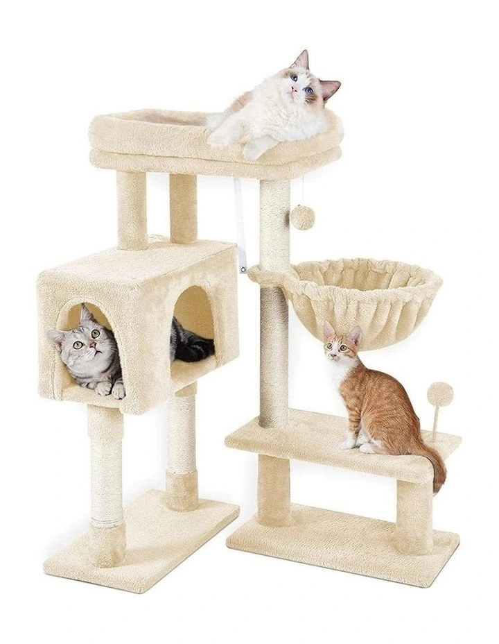 Adjustable Base Cat Tree 97cm in Beige