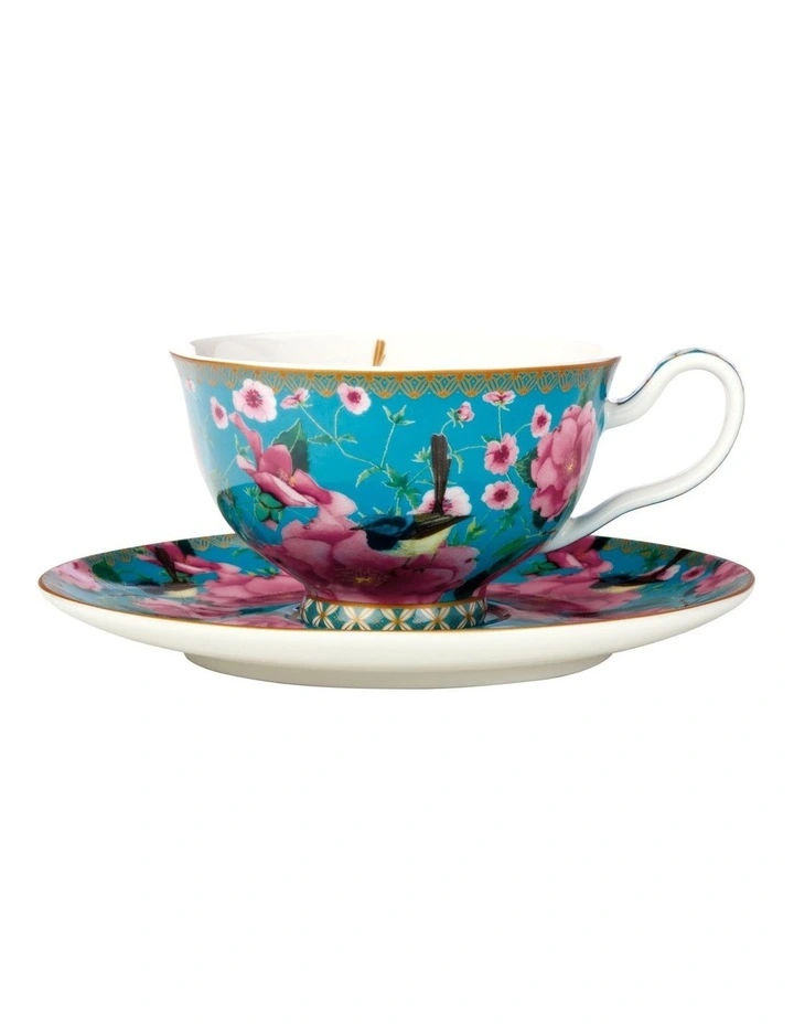 Silk Road Gift Boxed Footed Cup and Saucer Set 200ml in Aqua