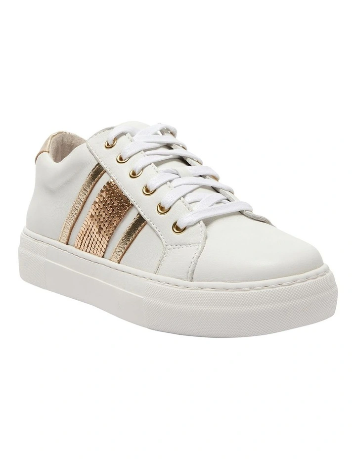 Bellevue Sneakers in White/Gold Glomesh