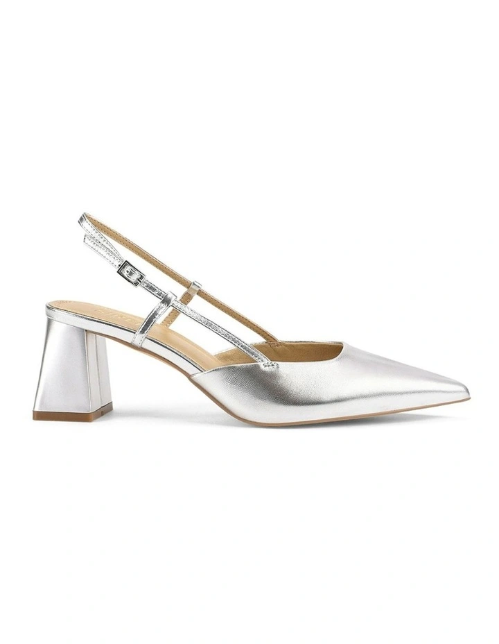 Yasmine Slingback Heels in Silver Metallic