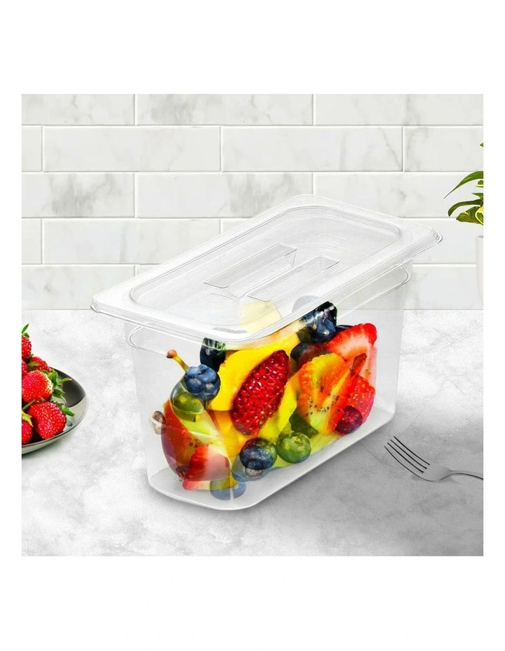 Gastronorm Pan 1/3 Food Tray with Lid 200mm in Clear