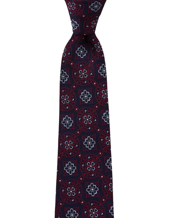 Mosaico Foulard Silk Tie in Red