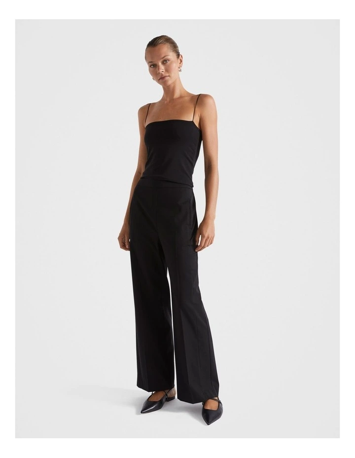 Elasticated Wide Leg Pant in Black