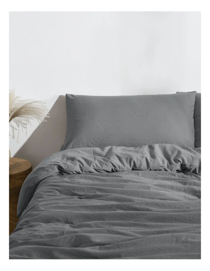 Superfine Washed Microfibre Quilt Cover Set in Charcoal