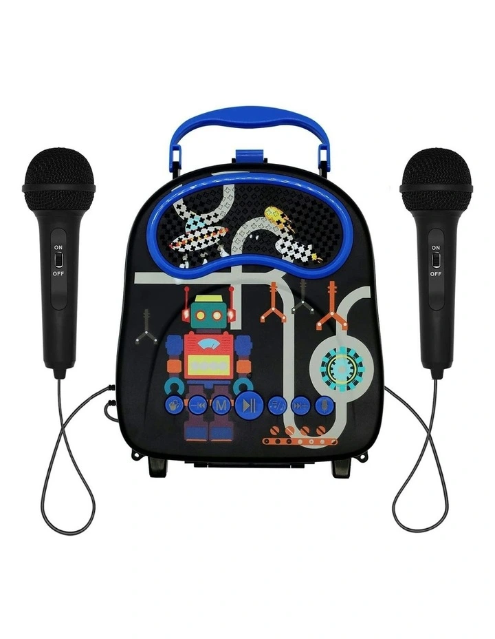 Portable Karaoke Two Microphones Rectangle in Black