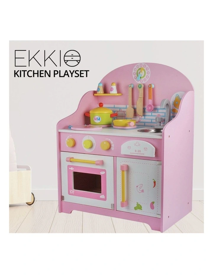 Wooden Kitchen Playset with Clock