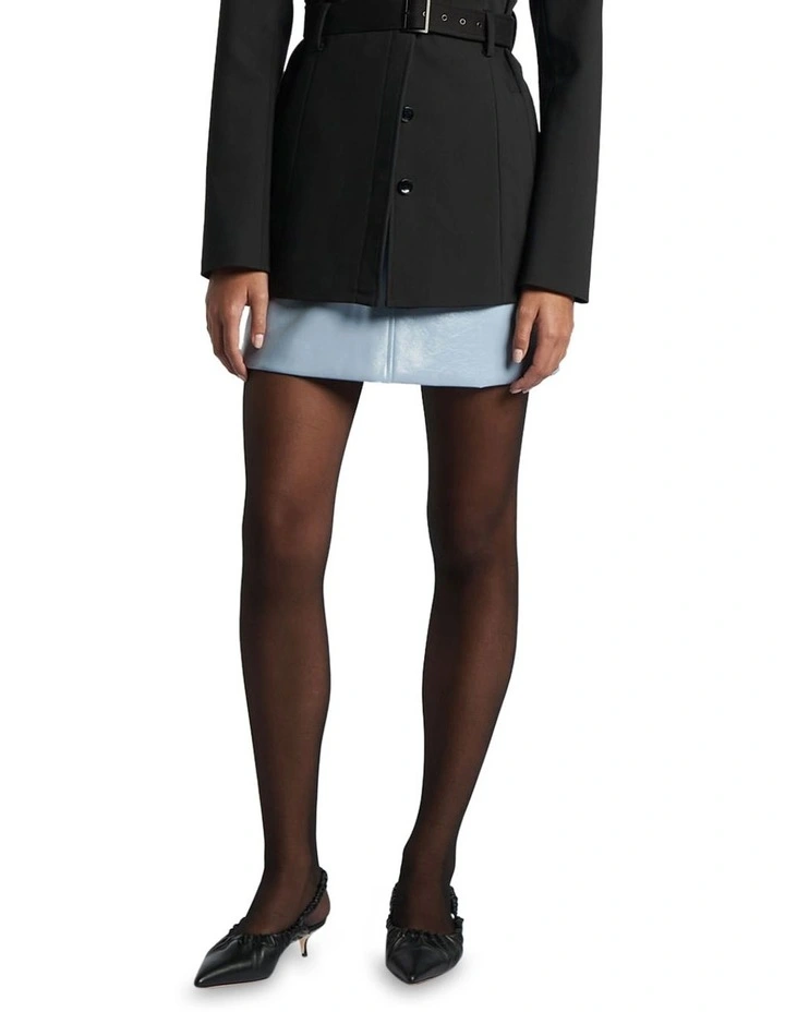 Crushed Vinyl Mini Skirt in Slate