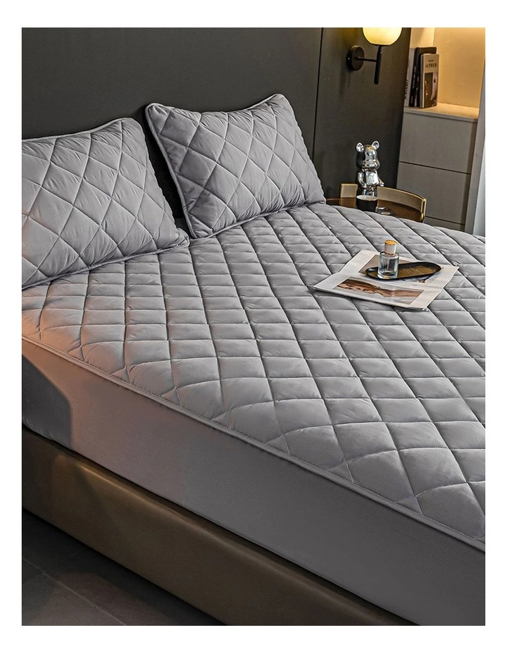 Bed Protector with Pillow Covers in Grey